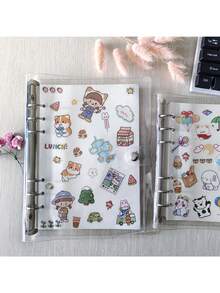 1 pieza Cuaderno creativo, Libro de composición con textura de PVC, Cubierta de cuaderno transparente, Tamaño A5/A6, Cubierta transparente impermeable minimalista de PVC para libro de contabilidad manual de hojas sueltas, Reemplazo de cuaderno - transparente - Ver 3