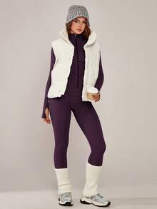 NcmRyu 1套女士修身纯色立领拉链健身跑步健身瑜伽户外运动套装