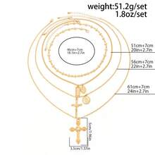 4pcs/8pcs Set Elegant Luxury Geometric Fine Chain Cross Pendant Necklace Set, Fashionable & Graceful For Couples, Suitable For Vacation, Party, Casual Daily Wear, Street Style, Holiday, Birthday, Versatile Necklace Gift - Necklace - View 9