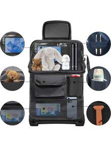 1 件座椅后置汽车收纳袋 - 带餐桌的汽车储物袋 | 带可折叠桌板的汽车座椅靠背保护垫 | 车载收纳袋和旅行饮料平板电脑旅行配件 - 均碼 - 查看 3