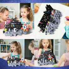Space Rocket Magnetic Building Blocks | 200 PCS Space Adventure Magnetic Tile Set | STEM Montessori Sensory Toys For Toddlers 3+ Year Old Boys & Girls, Planets & Rockets | Creative Building Blocks For Space Exploration Birthday Gifts For Kids Ages 3+. - 彩色 - 查看 3