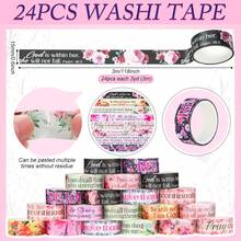 24 Rolls Christian Washi Tape Gifts Bulk Religious Inspirational Scripture Supplies Bible Verse Washi Tape For Bible Journaling Study Crafting New Year DIY Gifts - Scenery - 查看 10