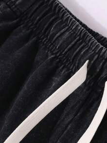 290g Washed, Romantic Pigeon Print Shorts, High-Quality Batik Cotton Men's Shorts, Suitable For Daily Wear, Adjustable Drawstring Waist Circumference, Elastic Waistband And Pocket, Holiday Gift - 黑色 - 查看 4