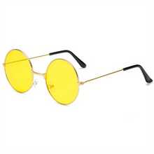Retro Round Sunglasses Colorful  Round Frame Glasses Color Sunglasses Lens - Gold and Yellow - View 13