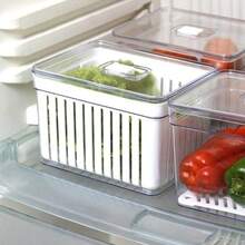 Organizador de Geladeira 3,8 Litros Cesto Com Tampa Multiuso Alimentos Verduras e Vegetais - Transparente - Visão 4