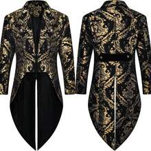 Thopil 男士蒸汽朋克复古燕尾服外套哥特维多利亚风格礼服，派对服装 - 黑色 - 查看 19