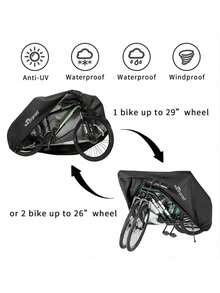 1pc 1-2人座防水自行車套 - 保護您的山地、公路或電動自行車免受雨水、陽光和灰塵的侵擾 - 黑色 - 查看 7