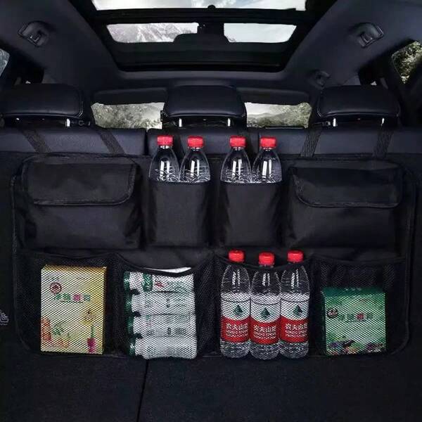 1pc Durable Polyester Car Trunk And Seat Organizer - Foldable Storage Bag, Multi-Purpose Storage Bag For Car Seat Back, Rear Seat Suspension Storage Solution With 8 Pockets And Adjustable Straps, Space Saving Car Trunk Organizer Is Great For Vehicle Organization Tools, Bottles And Accessories, Car Storage For Women Storage Organizer Travel Holiday Essential Fall Decor Autumn Halloween