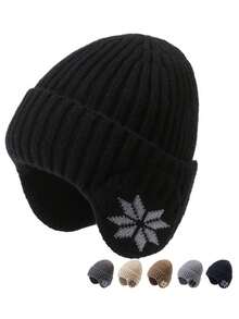 1pc Men's Winter Ear Protection Hat, Cycling Warm Cap, Large Head Circumference Knitted Hat With Thermal Lined - A - View 1