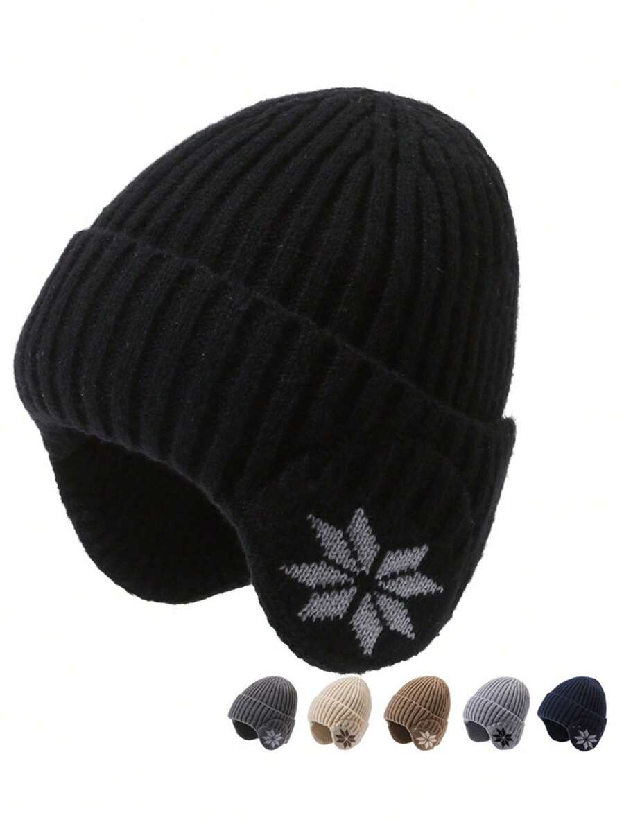 1pc Men's Winter Ear Protection Hat, Cycling Warm Cap, Large Head Circumference Knitted Hat With Thermal Lined - A - View 1