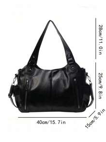 Nuova borsa a spalla multifunzionale di moda classica, in colore unito, in tessuto PU retrò con grande capacità, con cerniera, progettata per le donne, adatta per lo shopping e i viaggi, nuovi arrivi di borse a tracolla per donna