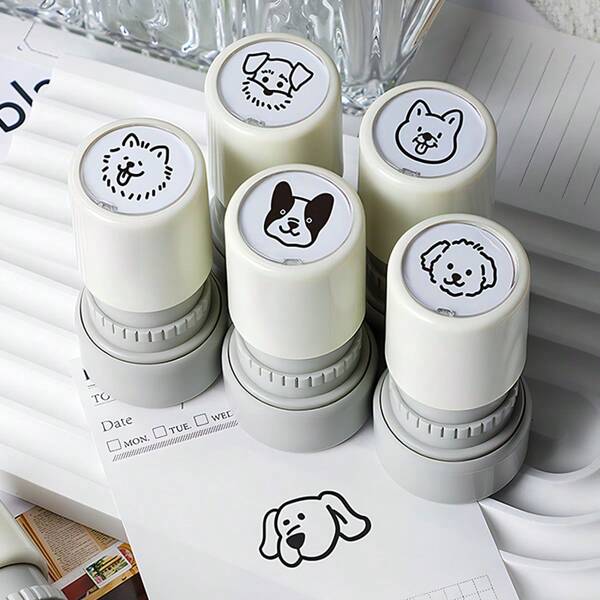 1pc Cute Puppy Photosensitive Stamp, Adorable Pet Animal, Self-Inking, Suitable For Students, Teachers, Friends, Gift Wrapping, Handmade DIY Decor, Envelope & Stationery Sealing, Reusable