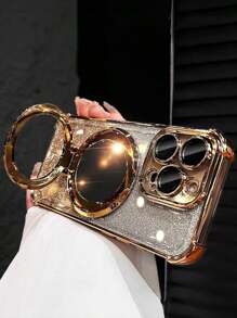 1 件简约彩绘手机壳，太空主题防震/TPU 硅胶软边豪华保护套，带防尘孔，兼容三星 Galaxy S24 Ultra/S24 Plus/S24/S23 Ultra/S23 Plus/S23/S22 Ultra/S22 Plus/S22/S21 Ultra/S21 Plus/S21 FE/S23 FE/S20 Ultra/S20 Plus/S20 FE 和镜面支架 + TPU 硅胶软边全覆盖高端保护壳，适用于 OPPO A5x/C1 2 3 4 5 6 7 8 9/9 8 7 6 5 4 3 2 1 和 OPPO A1 2 3 4 5 6 7 8 9 9 8 7 6 5 4 3 2 1 防水防摔防刮 - 金色 - 查看 2