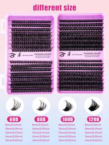 640/608 Stücke Wimpernverlängerungs-Set, DIY Wimpernverlängerungs-Set mit einzelnen Wimpern-Clustern, D-Krümmung, Wimpern-Cluster mit Wimpern-Kleber, Wimpern-Entferner und Versiegelung sowie Wimpern-Applikator-Pinsel für Anwendung zu Hause (10D-20D-30D-40D-50-60D-80D-100D-120D)
