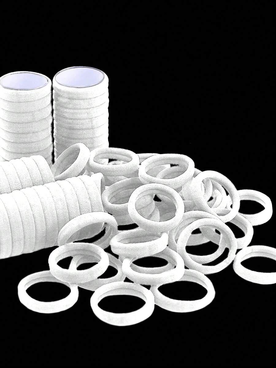 200/10条装 女士4厘米/1.57英寸高弹力不伤发发圈，随机混色，时尚百搭，优雅简约风格发圈，适合日常佩戴、休闲、派对、通勤、海滩、沐浴、化妆、发型设计、扎马尾、发圈、发绳、弹性发带、家居美容女性配饰礼品、健身运动服饰头部配饰橡皮筋发饰 - 白色 - 查看 1