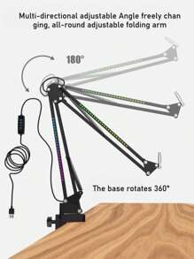 麦克风支架，Arabest 悬挂式剪刀臂麦克风支架金属材质桌面，适用于录音棚录音、现场视频直播、在线唱歌，适合生日礼物、圣诞节礼物、万圣节礼物、完美礼物、文具、减压球、毛绒玩具、旅行玩具、课堂减压玩具、沐浴玩具 - 黑色 - 查看 10