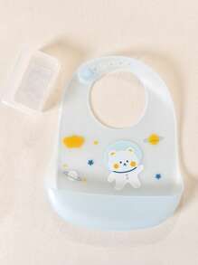 2件/盒婴儿围兜，草莓兔、宇航员熊、恐龙、西瓜图案可选，硅胶防水防污防漏，可调节喂奶围兜，男女童适用 - 彩色 - 查看 18