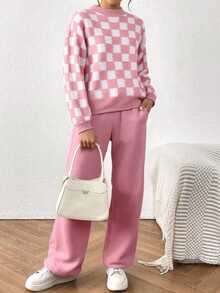Conjunto  Liso    Casual    Trenzado  Canalé    Casa - Rosa - Ver 2