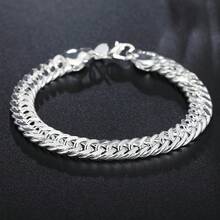 Hot Popular 925 Sterling Silver Bracelet For Man 20cm Chain Luxury Wedding Party Christmas Gifts Fashion Fine Jewelry