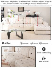 1 件弹力沙发套，防滑全覆盖沙发座套，四季通用沙发垫套，布艺加厚沙发毯，可机洗，防尘，宠物友好，家居装饰，可调节，适用于转角沙发、卧室、办公室、客厅 1/2/3/4 座 - 米色 - 查看 10