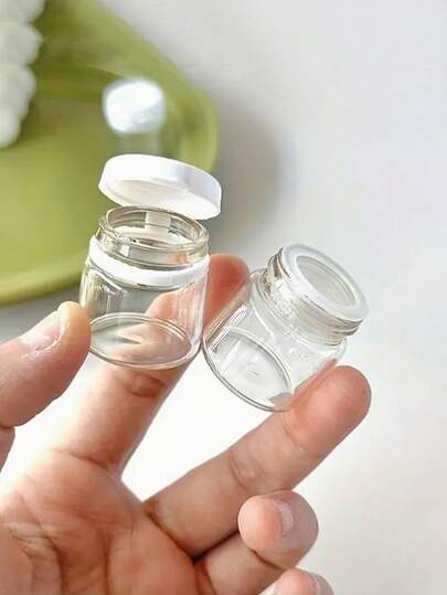 10g Mini Glass Cosmetic Cream Jar With White Cap, Unscented Travel-Friendly Portable Beauty Container For Skincare Products | Beauty Essentials, Travel Beauty Necessities Refillable Bottle