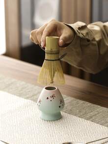 1 套日式泰迪熊图案陶瓷抹茶茶具，包括带壶嘴的抹茶碗、打蛋器、竹勺、滤网，粉色釉面印有可爱图案，适合抹茶冲泡，体验日式茶道，推荐给茶爱好者 - 小熊愛心款 - 查看 5