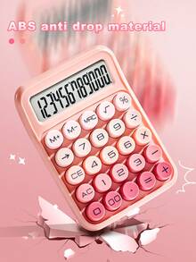 1 件多巴胺彩色计算器，12 位宽屏显示，办公计算器，学生便携式电子计算机，ABS 材质耐冲击，圆形按钮，两种尺寸可供选择，适用于办公室和学生返校计算文具，（不含电池） - 單件 - 查看 4