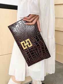 1 Túi cầm tay họa tiết đá giả trơn màu tối giản sang trọng - Cà phê - Xem 3