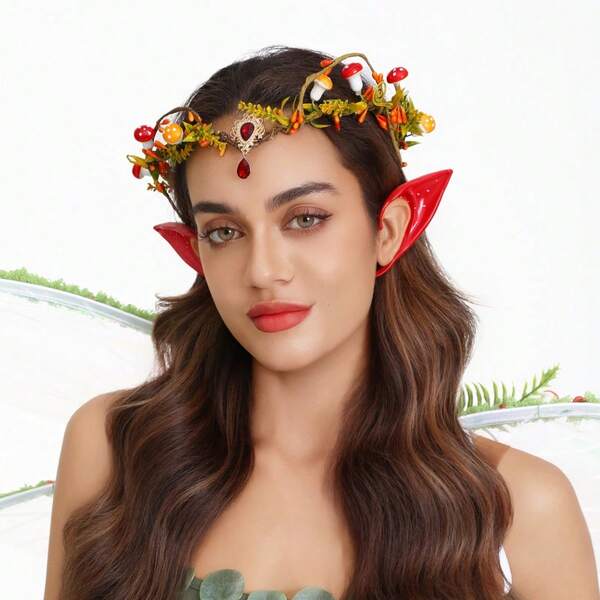 تاج زهور إلفي قابل للتعديل قطعة واحدة، طراز بوهيمي جميل، بلاستيك ABS، مناسب لعيد الميلاد وجميع المواسم، حفل زفاف، تيجان، تيارا، إكليل الرأس، تاج الشعر