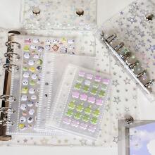 A6、A7、M5透明彩色星形螺旋笔记本套装，简约六孔活页夹笔记本封面贴纸，活页夹贴纸，学校用品必备 - 彩色 - 查看 3