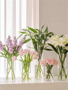 Jarrón de cilindro transparente de acrílico, jarrón de flores resistente a caídas para hidroponía, bambú de la suerte, decoración de sala de estar y dormitorio, jarrón de vidrio para decoración del hogar - Multicolor - Ver 9