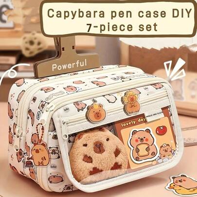 1 estojo de lona, bolsa para canetas multifuncional e personalizável de grande capacidade com 9 compartimentos, presente ideal para escola e escritório