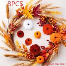 12/8 pluszowych dekoracji dyniowych 6-8 cm, losowo kolorowe sztuczne modele dyni na Święto Dziękczynienia i sesję zdjęciową na Halloween