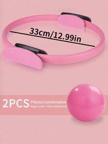 2pcs Pilates Ring And Yoga Ball Set-Fitness Kit With Polypropylene Ring And PVC Anti-Slip Yoga Ball,Durable And Explosion-Proof,Ideal For Universal Workout Routines,Available In Purple,Pink,Blue,And Grey Combinations