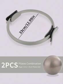 2pcs Pilates Ring And Yoga Ball Set-Fitness Kit With Polypropylene Ring And PVC Anti-Slip Yoga Ball,Durable And Explosion-Proof,Ideal For Universal Workout Routines,Available In Purple,Pink,Blue,And Grey Combinations