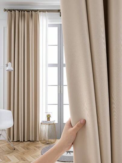 1pc Solid Color Modern Rayon Blackout Curtain, Rod Pocket Design, Suitable For Living Room And Bedroom - Sheer And Light Filtering Curtain, Living Room Curtain, Bedroom Curtain