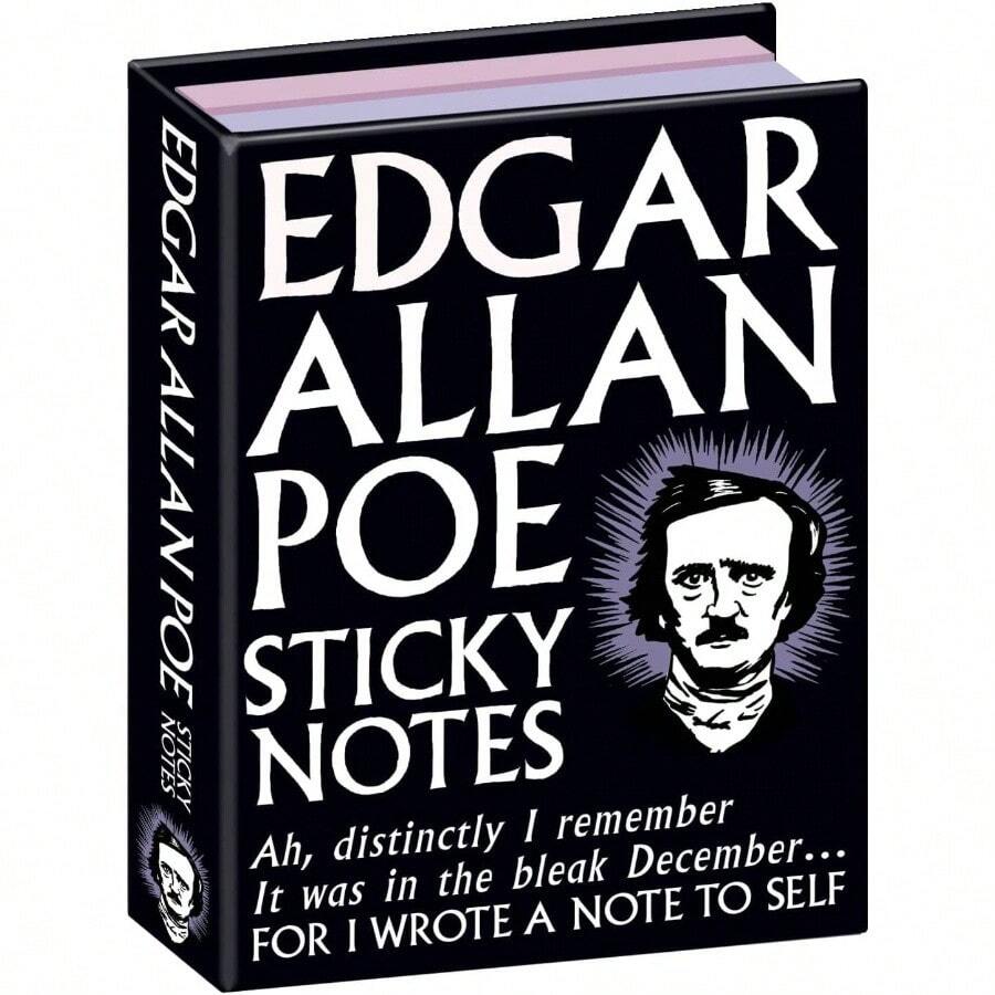 Edgar Allan Poe Sticky Notes 3.25 By 4.25 Booklet With Gothic Themed SelfSticking Individual Notes Inside - Midnight+Black - View 1