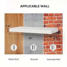 1pc Floating One-Shelf Wall Mounted Storage Rack (With Installation Screws), Creative Wall Decor Shelf For Living Room, Bedroom, Bookshelf, Wall Mounted Display Rack - White - View 7