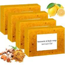 Lemon Turmeric Cookie Soap Spices - Jabon De Curcuma, Lemon Turmeric Soap, Honey Lemon Turmeric Soap, Turmeric Lemon Cookie Soap, Suitable Face And Body (3-Piece Set)