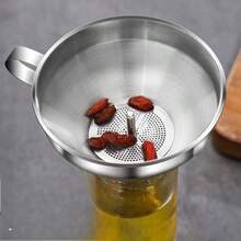 1PC Stainless Steel Funnel, Funnel Kitchen Conical Oil Spout, Wine Spout, Round Tube With Handle Funnel, Wine Spout, Filter Mesh, Large-Diameter Stainless Steel Funnel, Conical Funnel, Oil Spout Hanging Type, Kitchen Home Use For Pouring Wine Or Oil