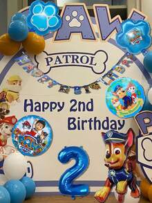 7pcs Paw Patrol Theme Birthday Party Decoration Set, Includes Number Balloons - Official Chase & Skye Theme Decor, Suitable For Boys - Multicolor - View 5