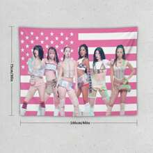 1pc Katseye Girl Group Tapestry Music Album Poster Poster Tapestries Flag Suitable For Living Room Bedroom Wall Decoration For Friends Pink Gift