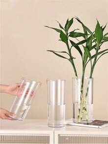 Jarrón de cilindro transparente de acrílico, jarrón de flores resistente a caídas para hidroponía, bambú de la suerte, decoración de sala de estar y dormitorio, jarrón de vidrio para decoración del hogar - Multicolor - Ver 4