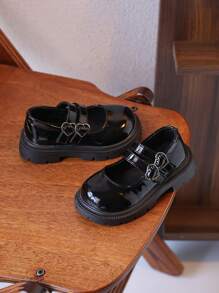 1 双儿童公主 PU 皮革防滑鞋底钩环鞋，适合跳舞和散步