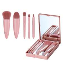 一套旅行化妆刷套装，全新6支迷你便携化妆刷带镜盒，粉色化妆包，多功能粉底刷、腮红刷、眼影刷、唇刷，旅行必备美妆工具，旅行便携化妆刷套装，便携式化妆刷套装，旅行必备，情人节礼物，价格实惠，旅行化妆刷，女士礼物，化妆师，专业全套化妆工具 - 藕粉色 - 查看 13