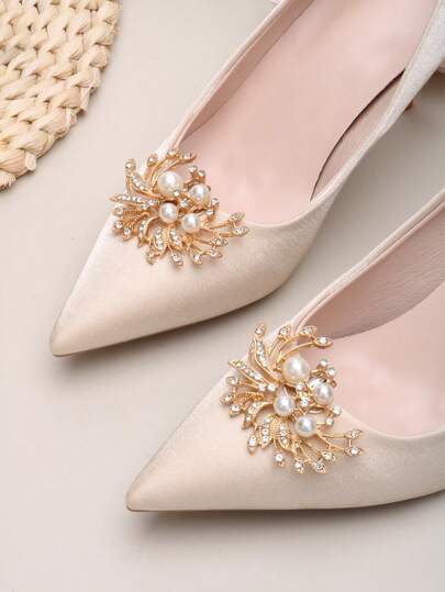 2 piezas Accesorios de zapato desmontables DIY, clips de zapato con forma de alas de plumas de cristal dorado, decoraciones de zapato elegantes y de moda para tacones altos, zapatos, sandalias, tacones, zapatos de novia, zapatos de cita, zapatos de boda, zapatos de oficina para mujeres