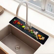 1 pieza de Almohadilla de Tierra de Diatomeas Absorbente de Agua y Drenaje - Antideslizante e Impermeable, Cubierta para Grifos de Cocina y Baño, Diseño Natural Moderno para Protección de Encimeras, Accesorio de Encimera de Moda