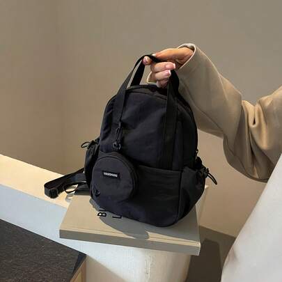 Casual Backpack For Teens Adults Minimalist Bookbag Lightweight Daypack Sling Bag With Coin Purse