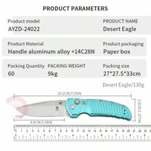 1PC-Sage Green Folding Knife, Pocket Folding Knife, Aluminum Alloy Handle, Blade Material MAGNACUT/1.4116 Powdered Steel, Folding Knife, EDC Utility Tool With Deep Carry Clip, Suitable For Outdoor Camping, Hiking, Wilderness Adventure, Fishing (Unfolded Length 7.95 Inches, Blade Length: 3.35, Blade Width: 1.18, Blade Thickness: 0.13, Handle Length: 5.9)