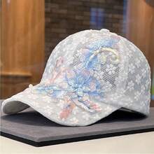 1pc Floral Embroidered Mesh Women's Baseball Hat Gorgeous And Elegant Lace Adjustable Sports Hat